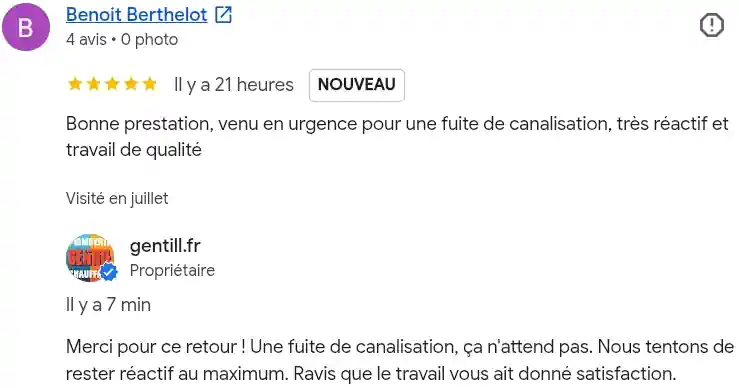 Avis client google