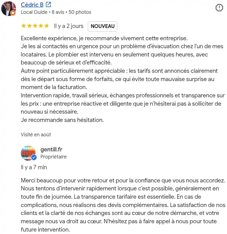 Avis client google