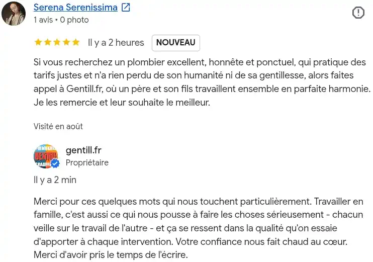 Avis client google