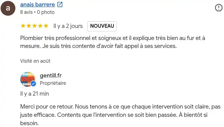 Avis client google