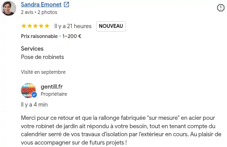 Avis client google