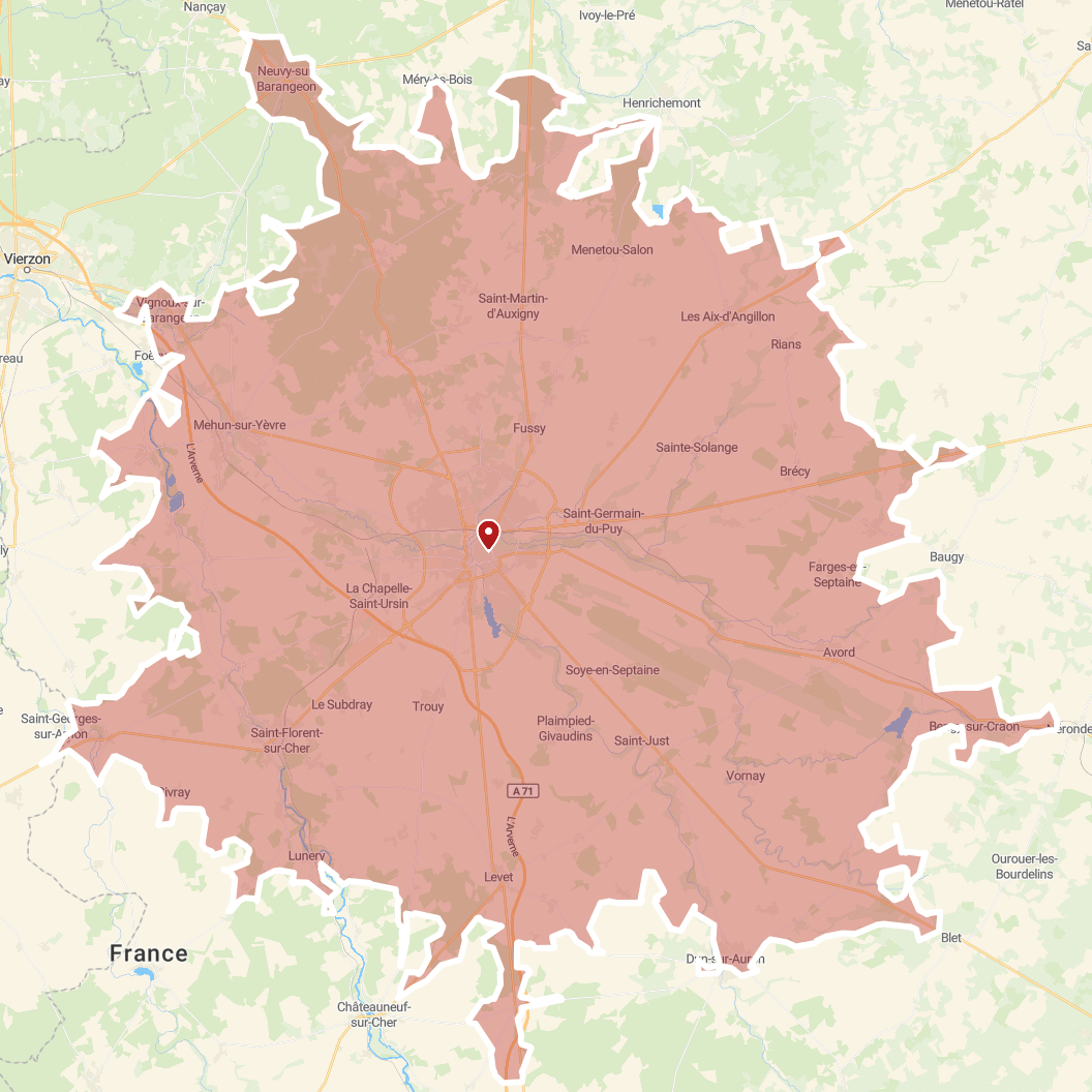 Zone d'intervention plomberie chauffage Bourges et alentours